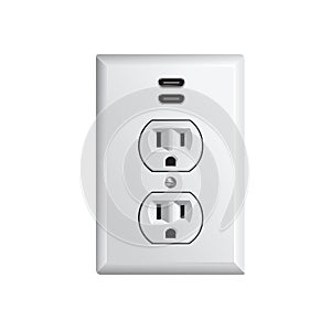 Electrical power socket with USB-C