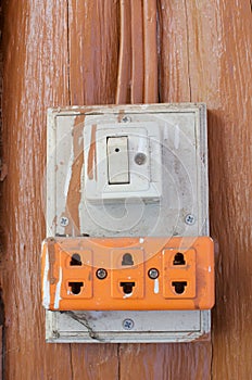 Electrical power sockets and light switch