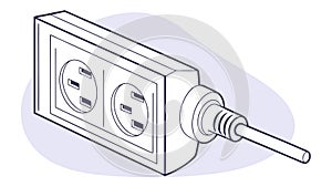 Electrical Power Strip with Multiple Outlets Vector, vector design Generative AI