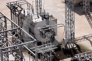 Electrical power substation, transformers, insulators photo