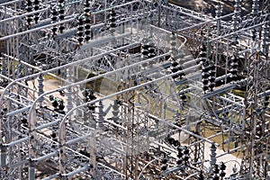 Electrical power substation, transformers, insulators