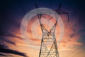 Electrical power transmission towers photo