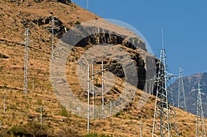 Electrical Pylons on hillside