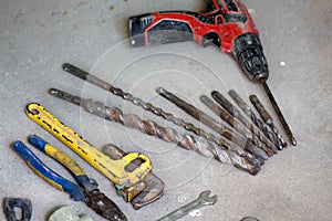 Electrical renovation work, many Hand tools