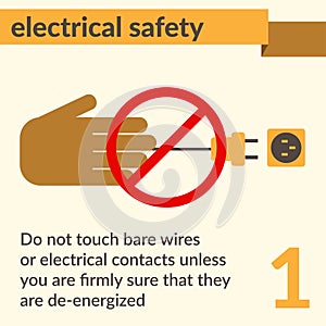 Electrical Safety and Health icons and signs set