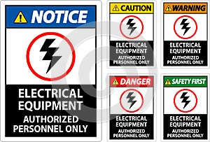 Electrical Safety Sign Danger, Electrical Equipment Authorized Personnel Only