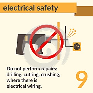 Electrical Safety simple vector art poster