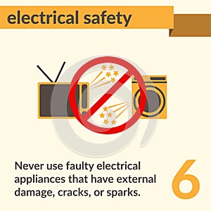 Electrical Safety simple vector art poster