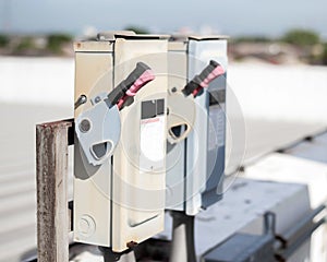 Electrical safety switch box on isolate background.main electrical switching control.