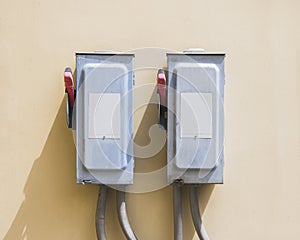 electrical safety switch box on isolate background.main electrical switching control