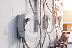 Electrical safety switch box on isolate background.main electrical switching control.