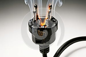 Bad electrical connection in plug starting a fire in a socket outlet.