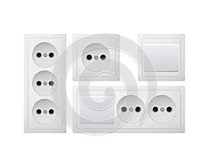 Electrical socket Type C with switch. Power plug. Receptacle from Asia.