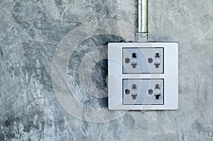 Electrical Sockets In Cement Wall of House, Modern style
