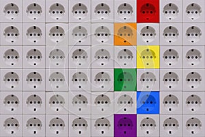 Electrical sockets for white and rainbow colors