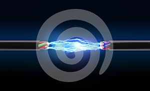 Electrical spark between two wires