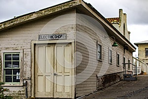 Electrical store of the federal prison of Alcatraz Island in the middle of the bay of San Francisco, California, USA.