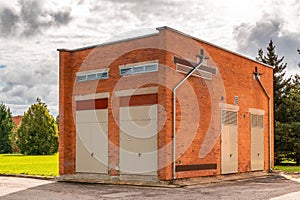 The electrical substation brick building