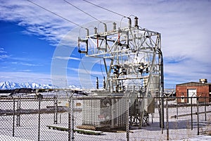 Electrical substation in an open field