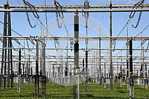 Electrical substation with transformers photo