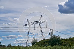 Electrical support on the sky background