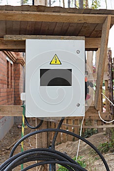 Electrical switch in the control box in the construction site for safety to support on the energy main