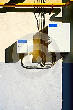 Electrical switchboard on the wall