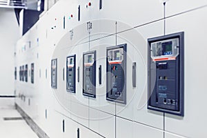 Electrical switchgear, Industrial electrical switch panel.