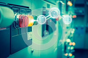 Electrical switchgear room,Industrial electrical switch panel on