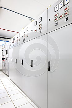 An electrical switchgear room