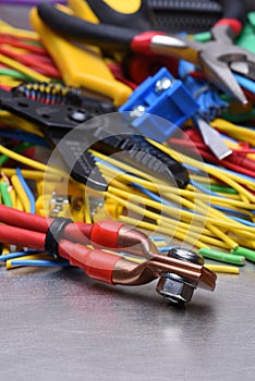 Electrical tools and cables used in electrical installations