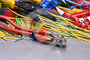 Electrical tools and cables used in electrical installations