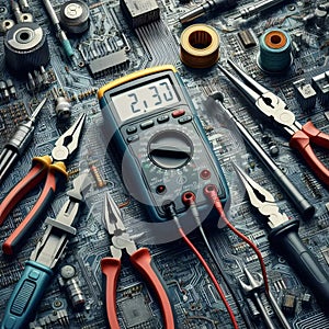 A electrical tools set, Ai generated image