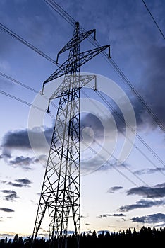 Electrical tower at dusk