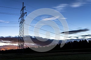 Electrical tower at dusk