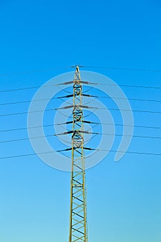 Electrical tower in field