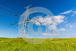 Electrical tower on a field in Slovakia