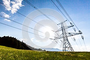 Electrical tower on a field in Slovakia