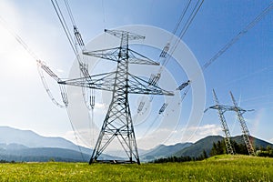 Electrical tower on a field in Slovakia