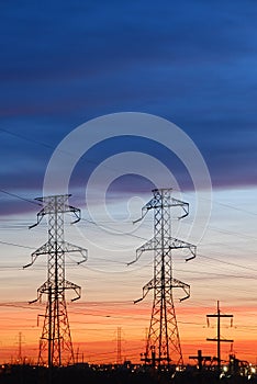 Electrical Towers with Colored Sky