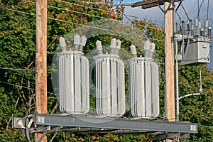 Electrical Transformers on Support Poles
