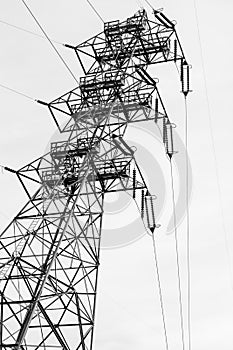 Electrical transmission tower in monochrome