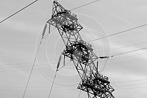 Electrical transmission tower in monochrome