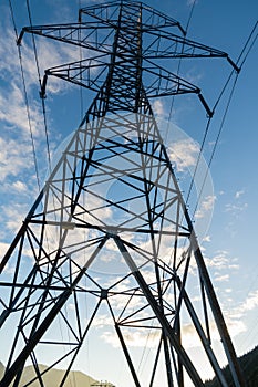 Electrical transmission tower with wires