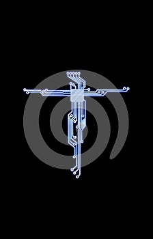 Electrical vector circut cross diagram.The cross of Jesus Christ in the style of circut electrical diagram.