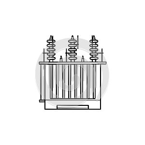 Electrical voltage transformer hand drawn outline doodle icon.