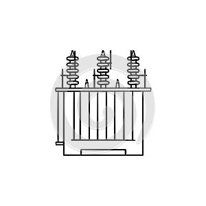 Electrical voltage transformer hand drawn outline doodle icon.