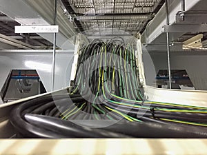 Electrical wire or Lan network wiring with support under raised floor