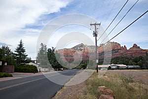 The electrical wires along the side of the road in Sedona