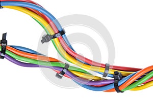 Electrical wires with cable ties photo